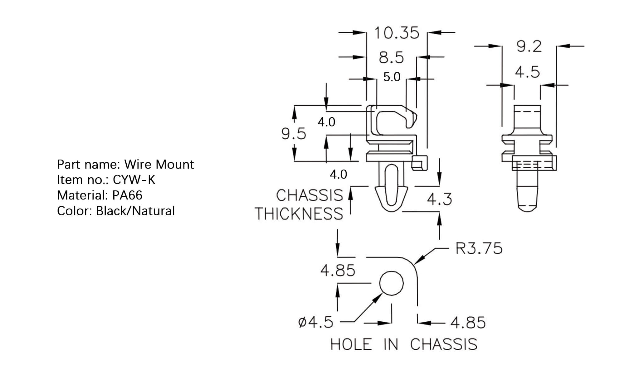 Plastic Wire Mount CYW-K